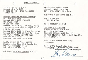 Apollo 17 Flown LM Checklist page